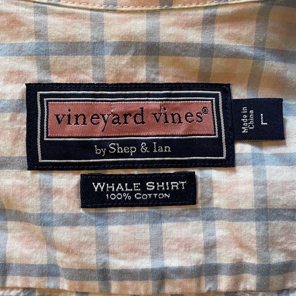 Vineyard Vines 100% Cotton Whale Plaid Long Sleeve Button Down Shirt Size L - Picture 2 of 3